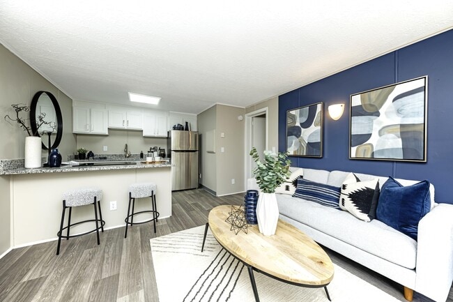 Spacious Living Room with Wood Style Flooring