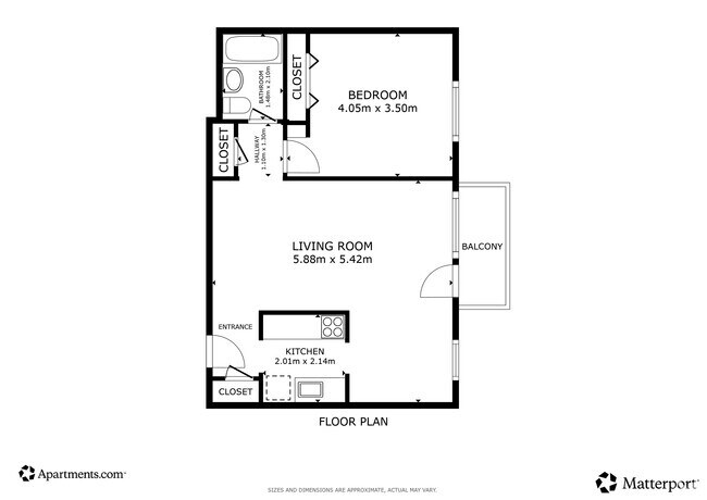 1BR, 1BA - 578SF - 91 Wellesley Street