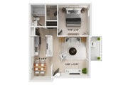 1 BR x 1 BA - B Floorplan Renovated