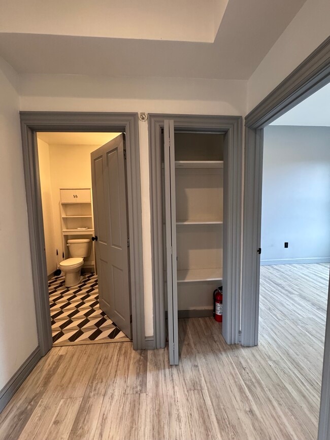 Bathroom and pantry - from middle of kitchen