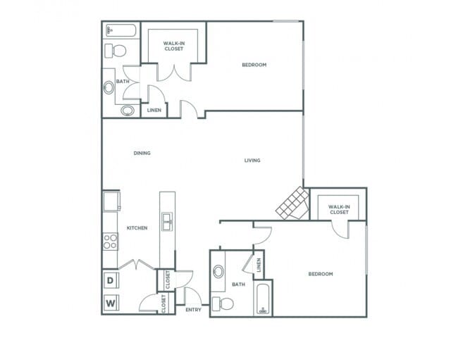 Two Bedroom Two Bath (1212 SF) - Two Bedroom Two Bath (1212 SF)