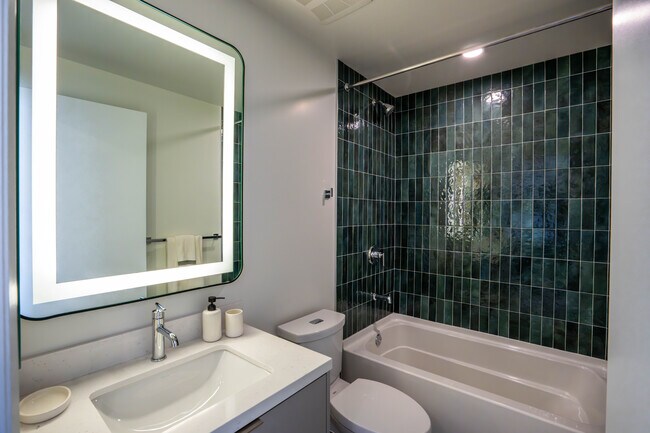 Custom bath vanity with mirror lighting