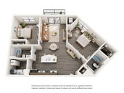 2 bedroom 2 bathroom flat with island kitchen and full size washer dryer included