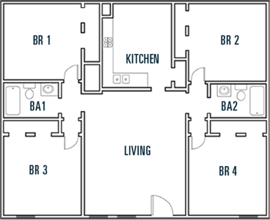 Floor Plan - Move-In Special!! Spacious 4 Bedroom 2 Bathroom!!