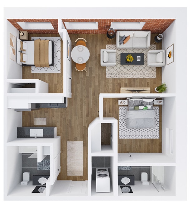 Floor Plan - 2 Bed, 2 Bath