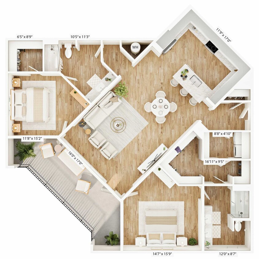 Explore the chic and efficient layout of this urban apartment, perfect for stylish living. - B5