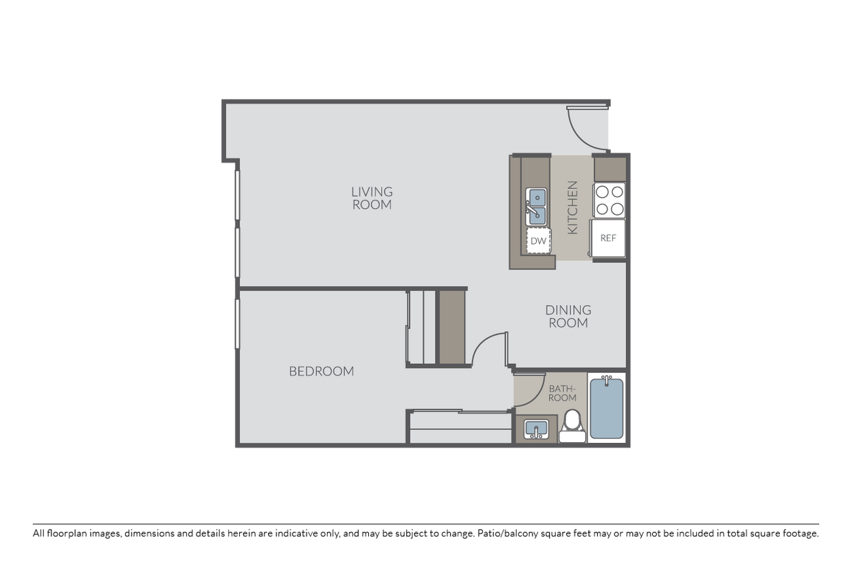 Floor Plan - 1 Bed 1 Bath