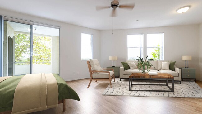 Studio with Balcony and Hard Surface Flooring