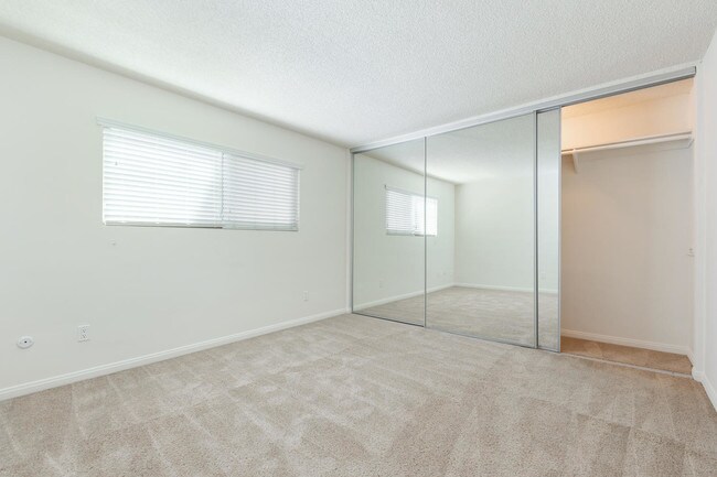 Bedroom with Mirror Closet Doors
