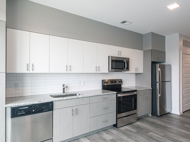 Kitchen in the one bedroom apartment