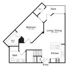 Apartamento de un dormitorio y un baño con altillo (940 pies cuadrados) | Primer piso