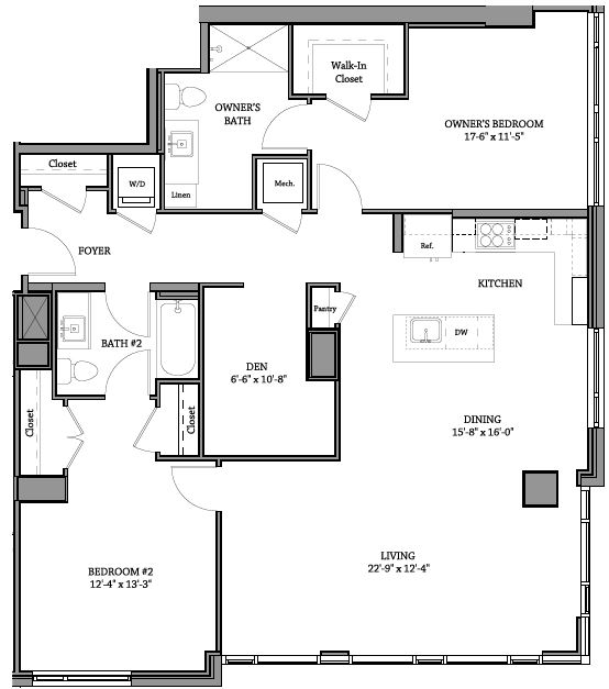 2 Bedroom + Den N - 2 BR F