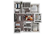 Three bedrooms floorplan 1,817 Sq. Ft.