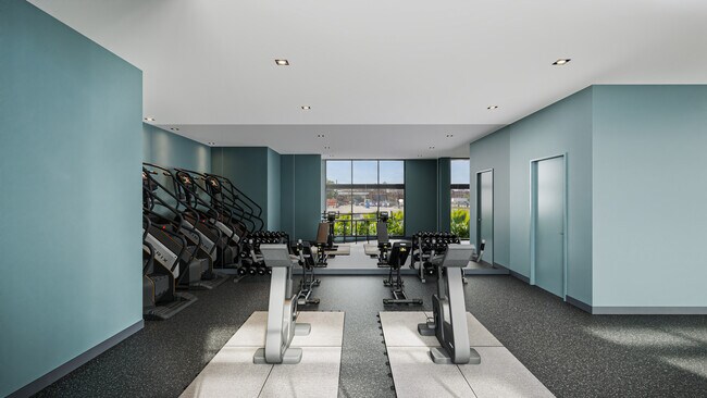 fitness center view 01 (pre-construction rendering) - The Hub
