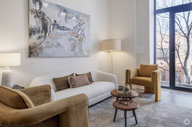 1BR, 1BA - 710SF - Living Room - The Evergreen Lofts