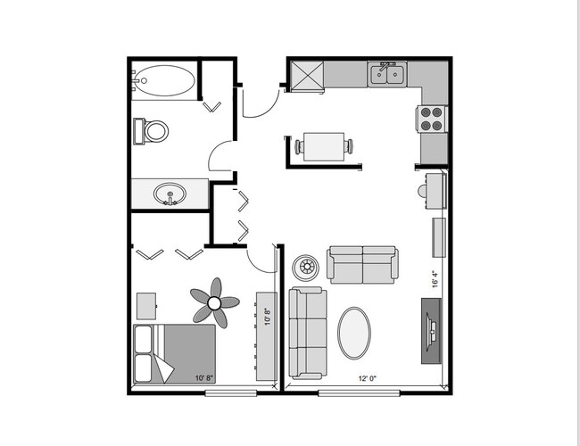 1 Bdrm 600 SF