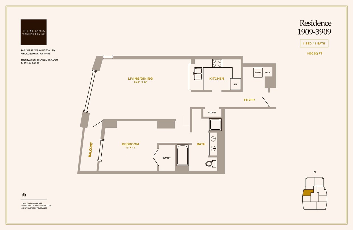 1 Bed 1 Bath A1D - 1 Bed 1 Bath A1D