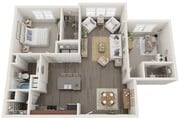 The Collins Deluxe - Two Bedrooms One Bathroom 1045 sqft Extended Living Area