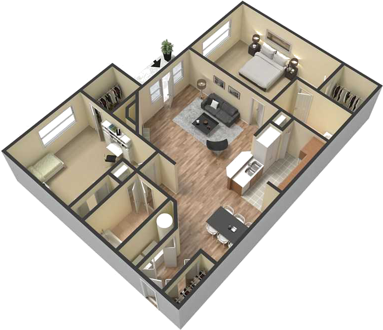 floor plan_tranparent.png - Fully Renovated 2 Bedroom 2 Bath Apartment with...