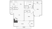 2 BR x 1 BA - A Floorplan