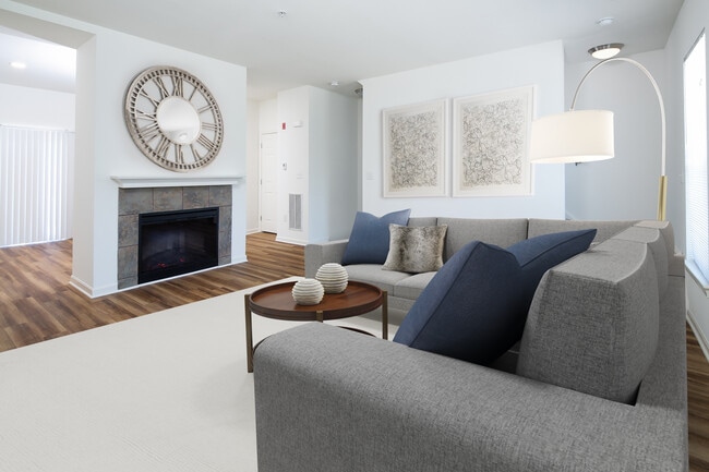 Living area and fireplace