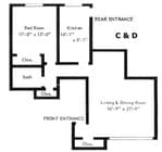 One Bedroom C & D Floor Plan