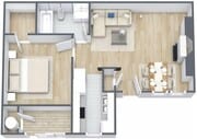 One Bedroom 634 sf