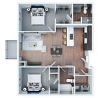 2 Bedroom 1 Bathroom Apartment Floorplan