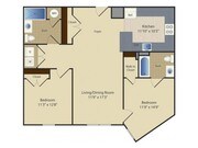 Two Bedroom Two Bath (1007 SF)