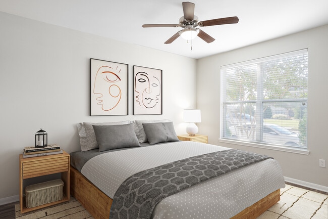 Bedroom with hard surface vinyl plank flooring
