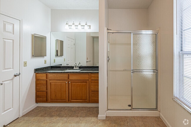 The Scarlett - Primary Bathroom - Grand Bay Apartments & Townhomes