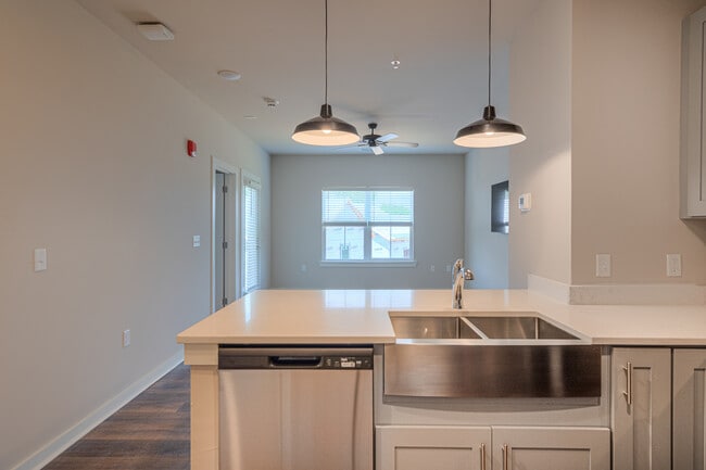 1-Bedroom Apartment Kitchen into Living Space