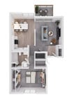 Valley Run 1 Bedroom 1 Bathroom Vaulted_3D