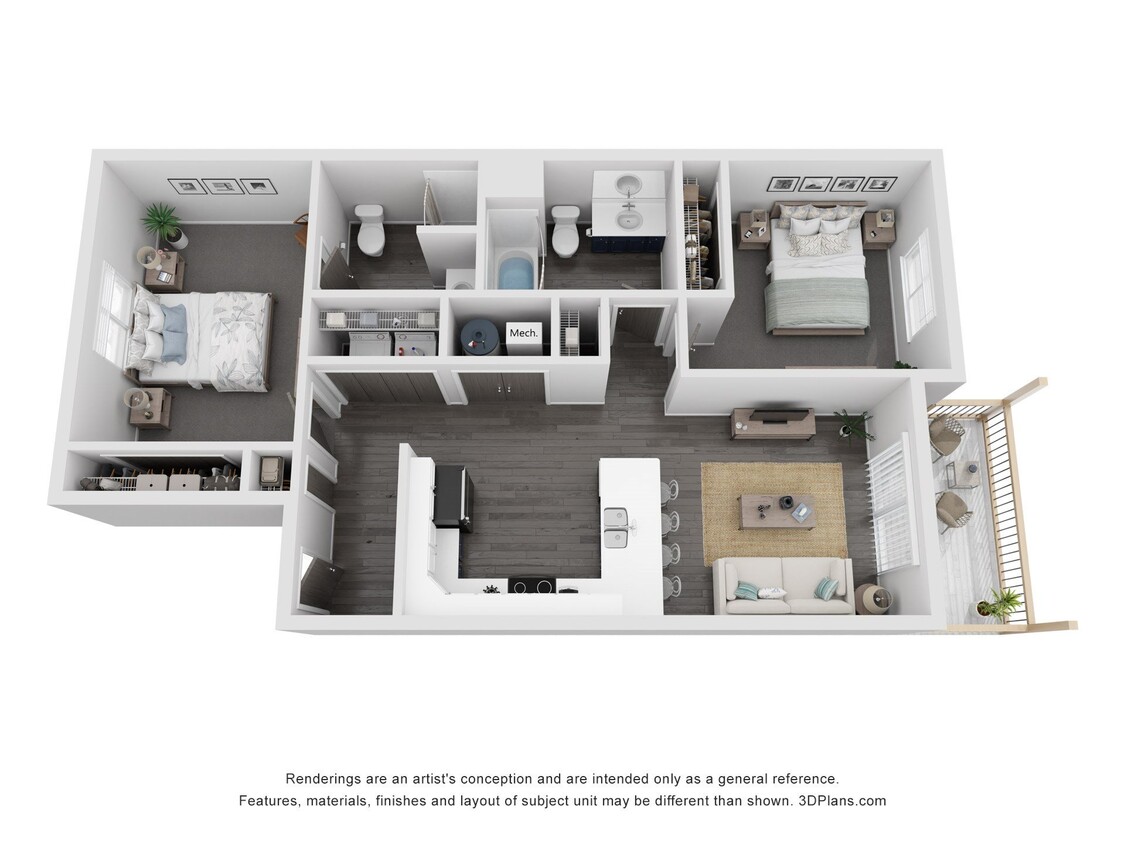 Floor Plan - 2 Bedrooms, 2 Bathrooms