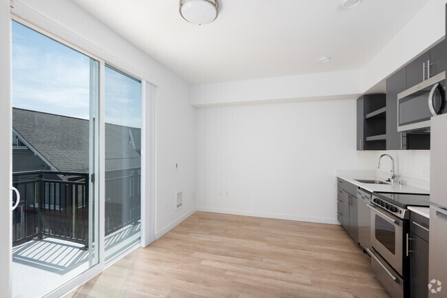Open 1BD, 1BA - 498SF Kitchen/ Living Room - Proctor Flats