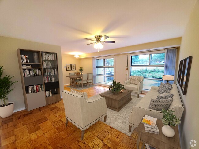 Spacious living room with floor-to-ceiling windows in every unit - LaSalle Park Apartments