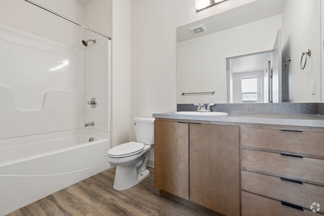3BR, 2BA - 1,127SF - Primary Bathroom - Indy Street Flats