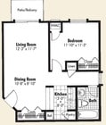 1BR/1BA 550 sq ft