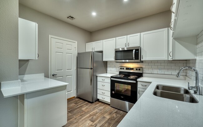 Kitchen with Stainless Steel Appliances Dishwasher and Garbage Disposal