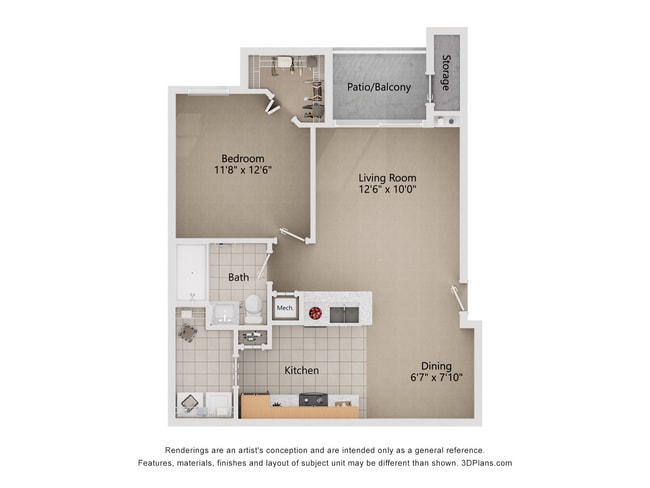 Peyton_1Bed_1Bath_790 sq ft - Legacy at Fort Clarke