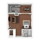 3D Furnished Studio Floorplan