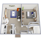 One bedroom, one bath, 500 square foot apartment at Central Heights