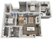 Floor plans are artist’s rendering. All dimensions are approximate. Actual product and specifications may vary in dimension or detail. Not all features are available in every apartment. Prices and availability are subject to change.