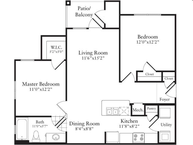 2BR/2BA - The Brentwood