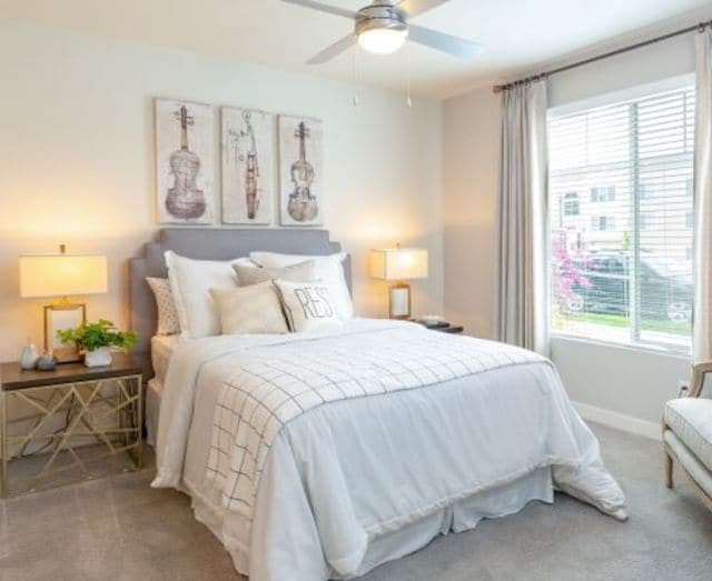 Beautiful Bright Bedroom With Wide Windows