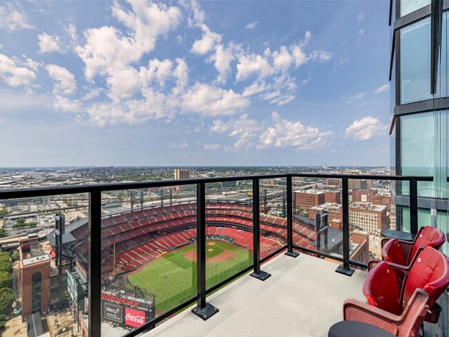 Private Balconies overlooking Busch Stadium at One Cardinal Way Luxury Apartments