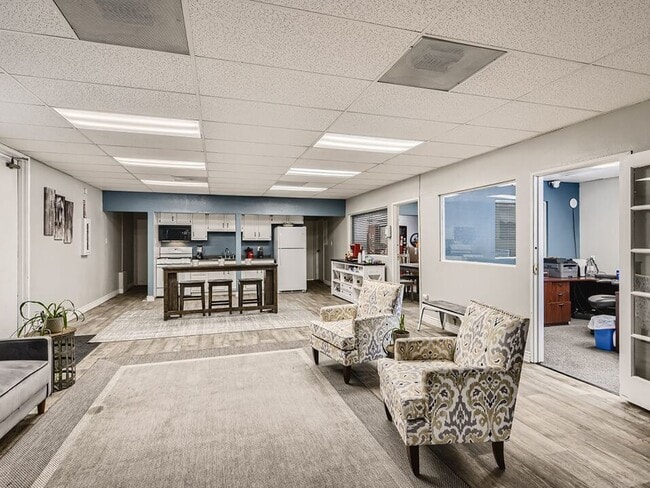 Open Seating and Kitchen Area