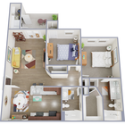 Explore this elegantly designed apartment, offering spacious living with modern amenities.