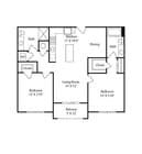 Westshore - 2B2B - 1058 SF - Glitteratti - 2D Floorplan