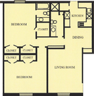 B1 - 2 Bed, 2 Bath ,1,136 sqft